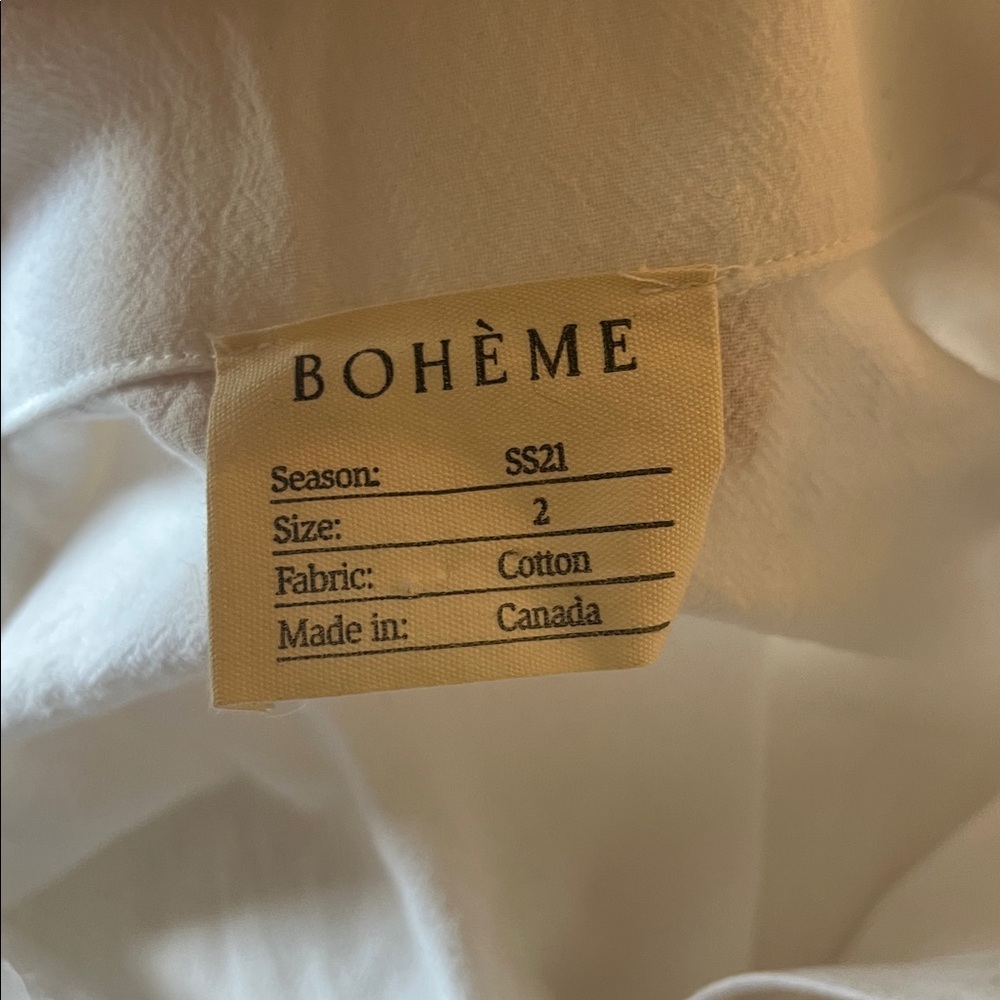 Boheme White Cotton Drop-Shoulder Oversized Fit Button Up , size 2 - Picture 8 of 9
